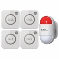 ALIBELL Remote Strobe Siren Alarm Kit 120dB Loud Panic Alarm System Battery Operated and USB Charging Emergency Alarm Security System for Home Shop Factory 1 Portable Flashing Siren and 4 Panic Buttons