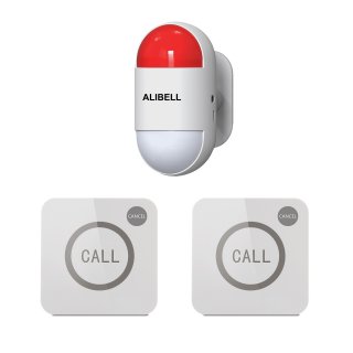 ALIBELL Remote Strobe Siren Alarm Kit 120dB Loud Panic Alarm System Battery Operated and USB Charging Emergency Alarm Security System for Home Shop Factory 1 Portable Flashing Siren 2 Panic Buttons